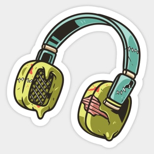 Zombie Headphones Cartoon Sticker